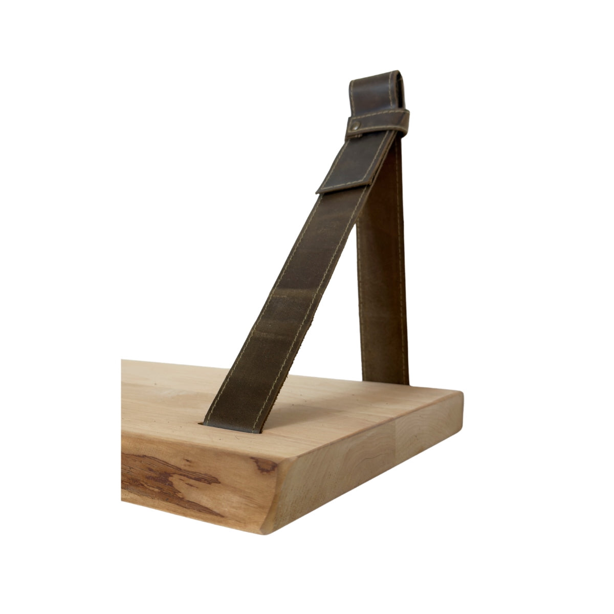 Wandregal mit Lederriemen — Warm Natur