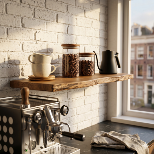 Floating Wall Shelf — Amber Wood