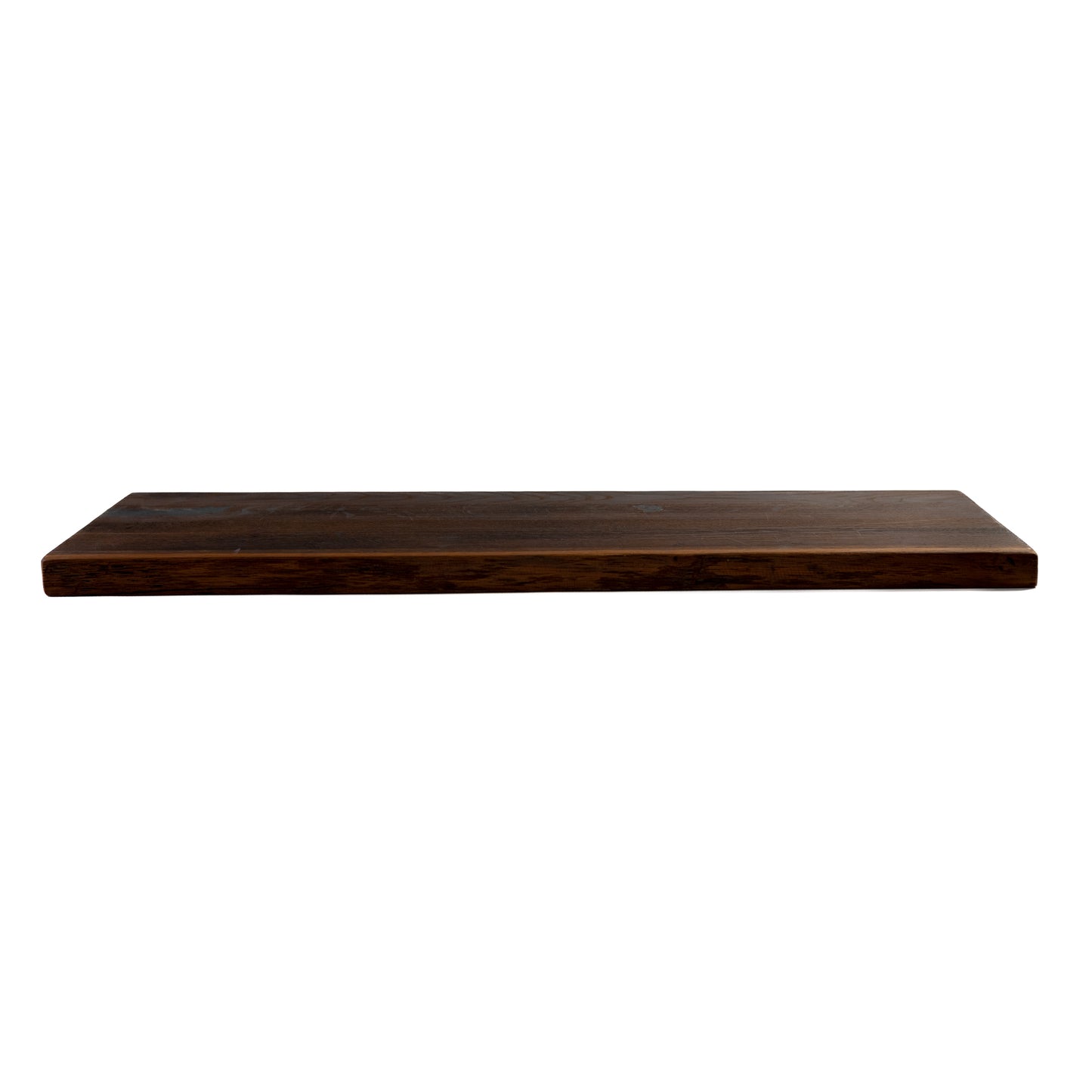 Rectangular wooden oak shelf on a white background