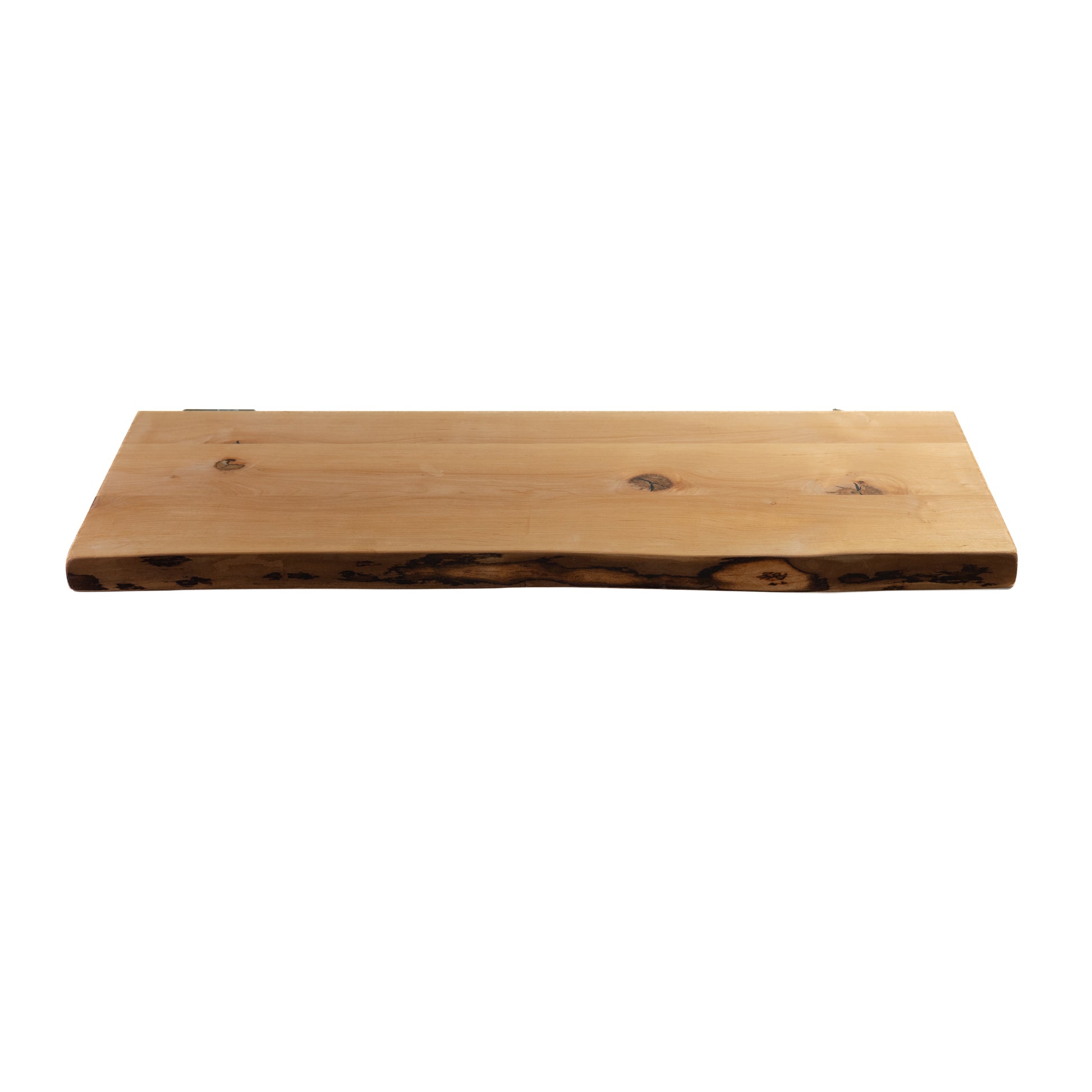 Hand-finished red wood shelf with oil-wax coating