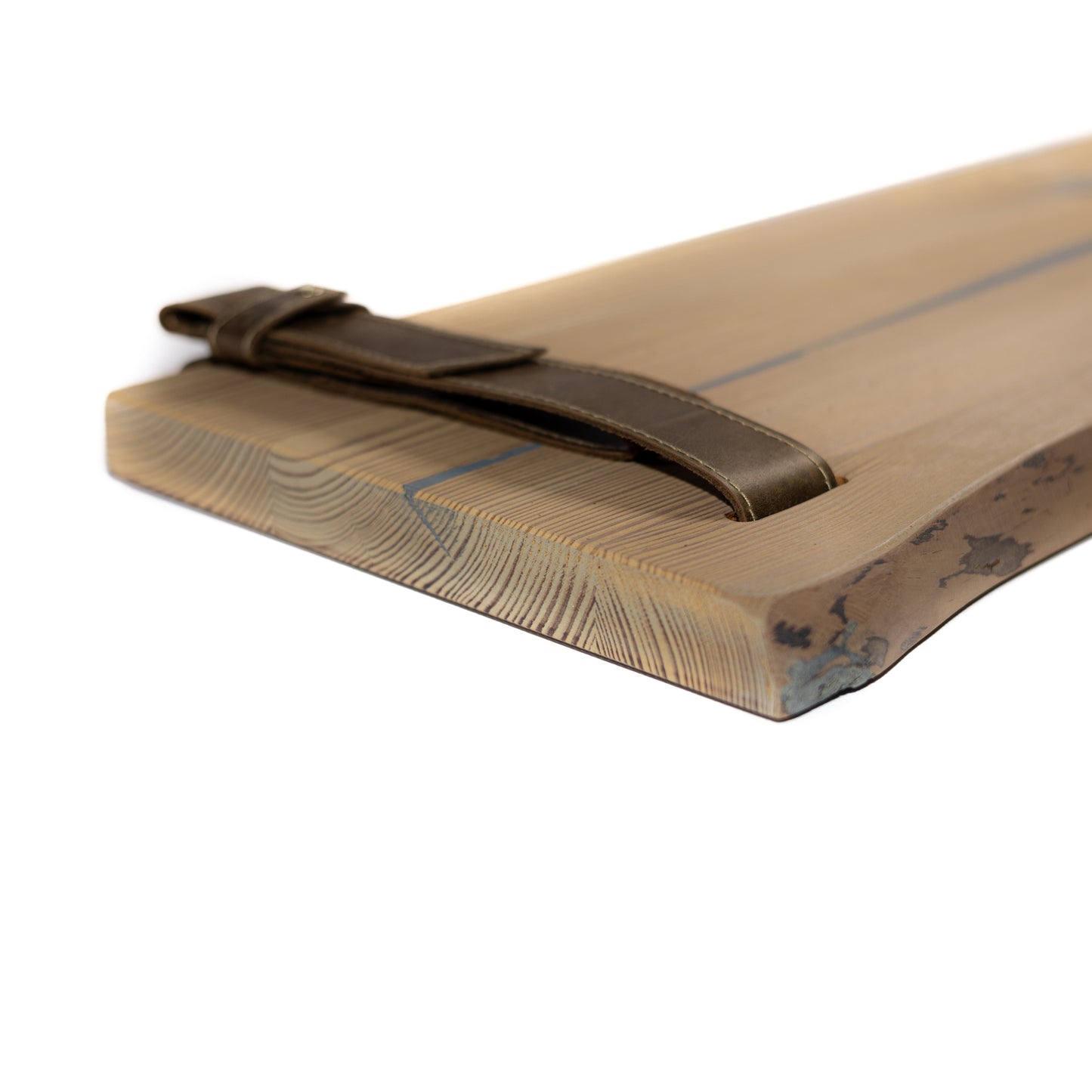 Ash wooden shelf with leather straps